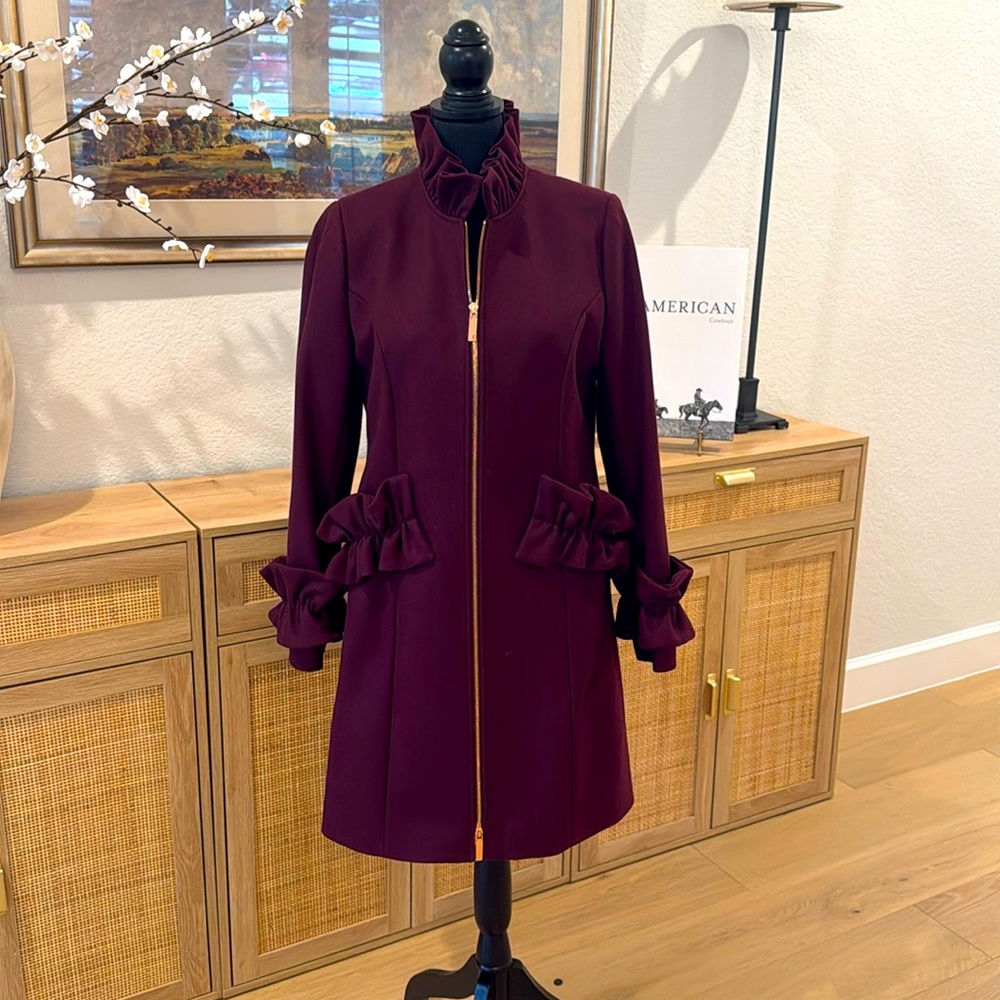 Ted baker burgundy wool coat